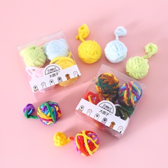 ensemble de jouets de couleur unie avec boule de laine à clochette intégrée pour animaux mignons