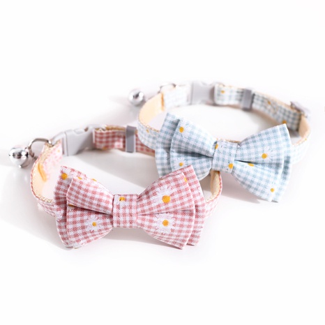 Pet Collar Cat Dog Plaid Daisy Flower Bow Adjustable Bell Collar  NHDAY674960's discount tags