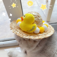 Animal de compagnie chat chien lapin été dessin animé canard jaune balle haricot mignon décoration chapeau