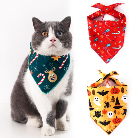pet cat dog print Christmas Halloween party triangle bib decoratio NHDAY674973's discount tags