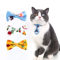 Pet anti-suffocation bow tie fruit and vegetable cartoon print collar