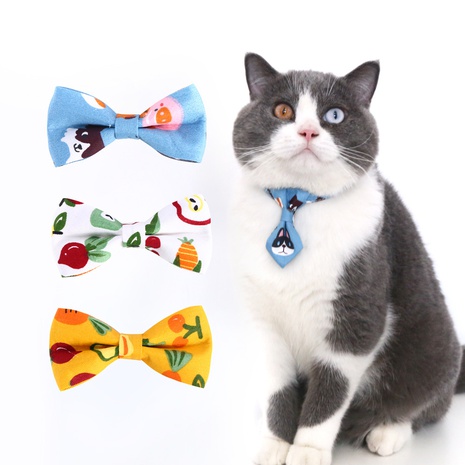 Pet anti-suffocation bow tie fruit and vegetable cartoon print collar  NHDAY674975's discount tags