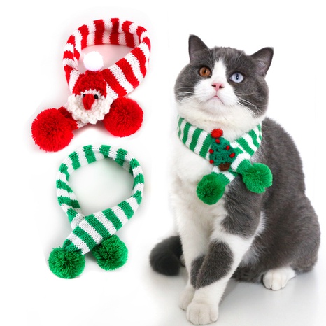 Pet Knitting Wool Striped Christmas Scarf Cat Dog  Adjustable Collar  NHDAY674985's discount tags