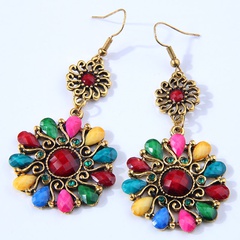 fashion retro metal accessories petal alloy diamond earrings