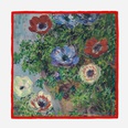 53cm Monet Oil Painting Series Anemone Ladies Twill Silk Scarf Wholesalepicture12