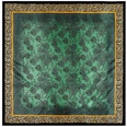 90cm Retro Green Leopard Print Floral Large Square Scarf Silk Scarfpicture12