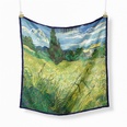Fashion Van Gogh oil painting country green field ladies twill small square scarfpicture12