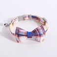 pet cat dog adjustable bell plaid striped British bow detachable nylon collarpicture15