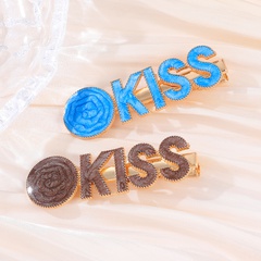 2-piece set of KISS English letters creative simple two-color hairpin set