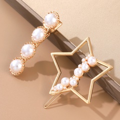 Fashion Cute Pearl Star Hair Accessories Hair Clip 2 Piece Set