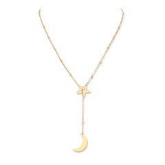 New fashion star moon pendant geometric copper necklace