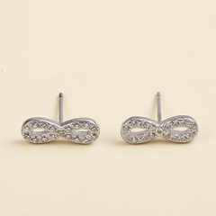 fashion simple small bows inlaid zircon 925 silver stud earrings