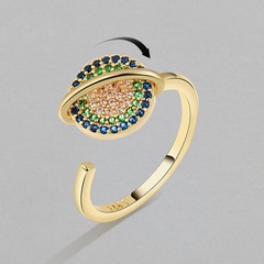 fashion rotatable planet colored diamond copper opening female ring