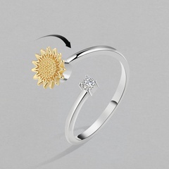 Sunflower Two Color Ring Twisted Copper Inlaid Zircon Ring