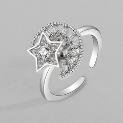 Wholesale star moon rotating lace diamond adjustable index finger copper ring