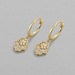 Fashion 18K gold magic array pentagram pendant ear buckle palm design copper inlaid zircon earrings