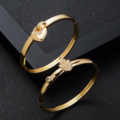 fashion single diamond heart shape palm bracelet simple copper plated 18k gold micro-set zircon bracelet