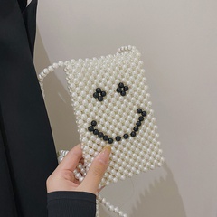 new smiley beaded pearl mobile phone mini messenger bag11*16*2cm