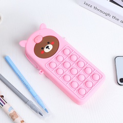 8.5*19.5*3.5cm Pink pig big cute bear rodent pioneer bubble pen bag silicone stationery box pencil bag
