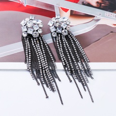 fashion creative diamond-studded tassel claw chain alloy earrings