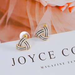Korean version geometric triangle diamond copper earrings