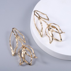 exaggerated style metal flower earrings fashion long texture flower earrings wholesale