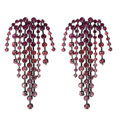 new gradient color rhinestone claw chain tassel earrings
