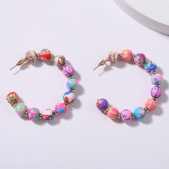 Bohemian summer beach style C-shaped floral resin earrings wholesale