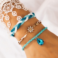 ethnic style color woven rope water drop pendant bracelet set