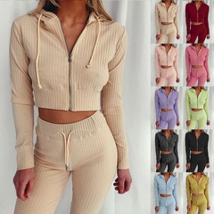 Spring New Women's Hooded Long Sleeve Slim Fit Sports Casual Suit