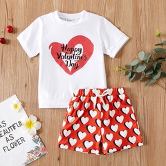 Ensemble short et t-shirt à manches courtes pour la Saint-Valentin d'été 2022 pour enfants