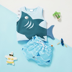 Costume de requin d'été pour garçon Short de chemise à imprimé animal à manches bébé