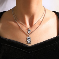 Halloween mummy drip oil grimace alloy multi-layer necklace