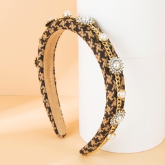 fashion simple contrast color braided chain inlaid pearl headband