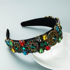 Retro Jewel Decorated Fabric Diamond Wide Headband