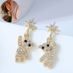 Korean Style Fashion Metal Diamond Cute Bear Female Earrings