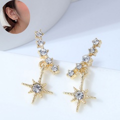 Korean Style Fashion Metal Flash Diamond Hexagram Female Earrings