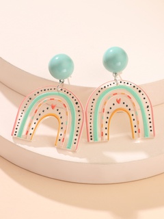2022 cartoon rainbow contrast color acrylic earrings