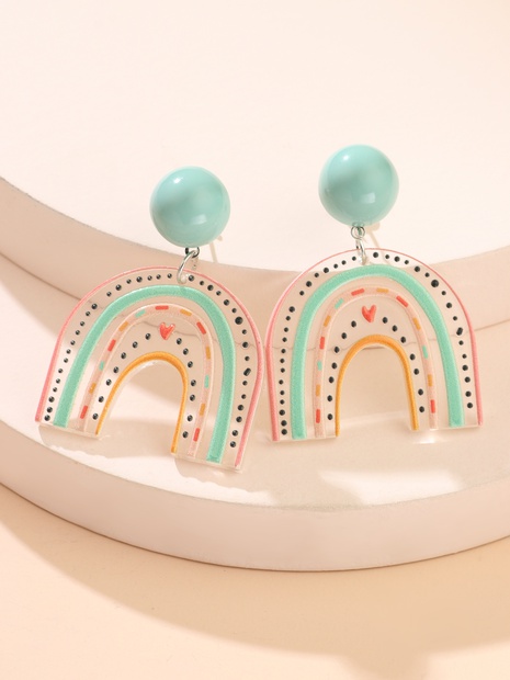 2022 cartoon rainbow contrast color acrylic earrings's discount tags