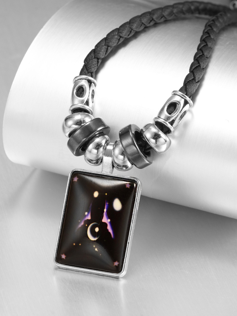 collier pendentif carr de douze constellations lumineuses de mode
