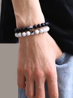 2022 new fashion black white Tai Chi beaded couple bracelet