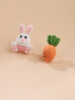 New cartoon carrot rabbit asymmetric stud earrings