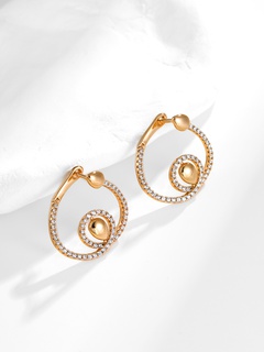 Simple Geometric Microset Zircon Copper Double Circle Earrings