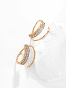 Fashion Copper Geometric Curved Microset Zircon Earringspicture6