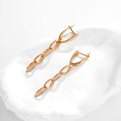 fashion simple copper inlaid zircon chain earrings