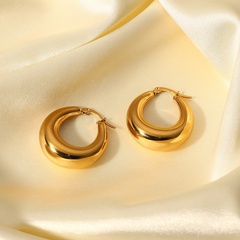 fashion simple stainless steel 14K gold-plated chubby ladies C-shaped earrings
