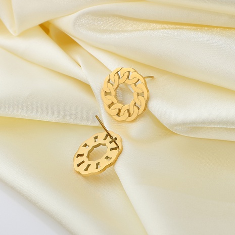 New Fashion 18 Karat vergoldeter runder Flachketten-Edelstahlbolzen's discount tags