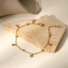 fashion 14K gold-plated five small zircon tassel stainless steel bracelet