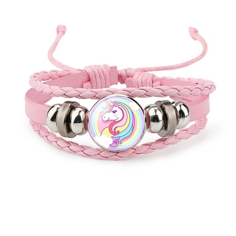 nouveaux accessoires bracelet en cuir perlé de licorne de dessin animé pour enfants's discount tags