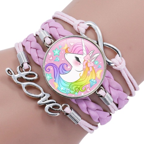 Cute cartoon unicorn time gem woven alloy bracelet new accessories's discount tags